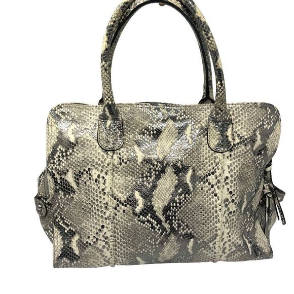 Attilio Giusti Leombruni purse snakeskin print leather shoulder Purse gray large - Picture 2 of 9